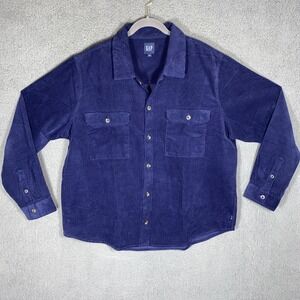 Gap Men's Sz XL Corduroy Long Sleeve Shirt  Navy Blue Nice Fade